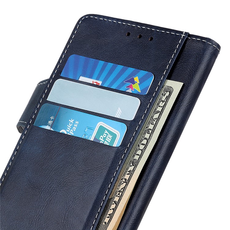 S Shape Textured Wallet PU Leather Cell Phone Cover for Samsung Galaxy A10e - Blue-9