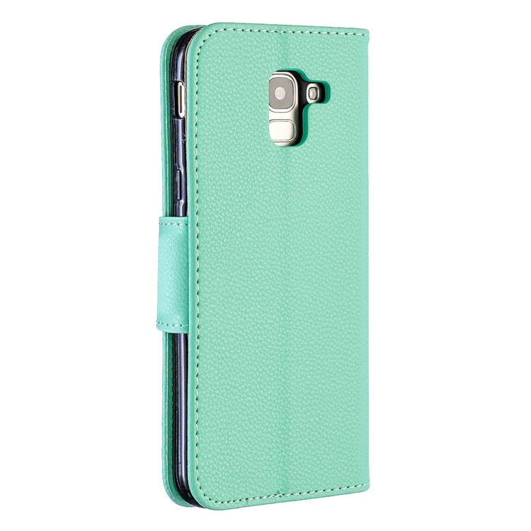Litchi Texture Leather Wallet Stand Case for Samsung Galaxy J6 (2018) - Green-3