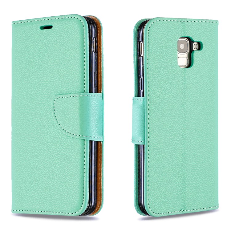 Litchi Texture Leather Wallet Stand Case for Samsung Galaxy J6 (2018) - Green-4
