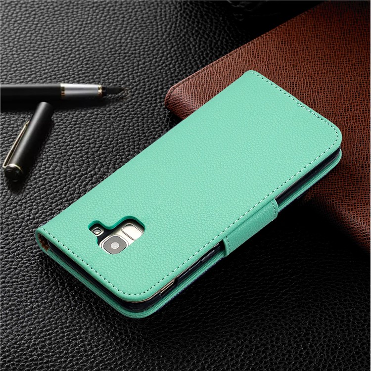 Litchi Texture Leather Wallet Stand Case for Samsung Galaxy J6 (2018) - Green-8