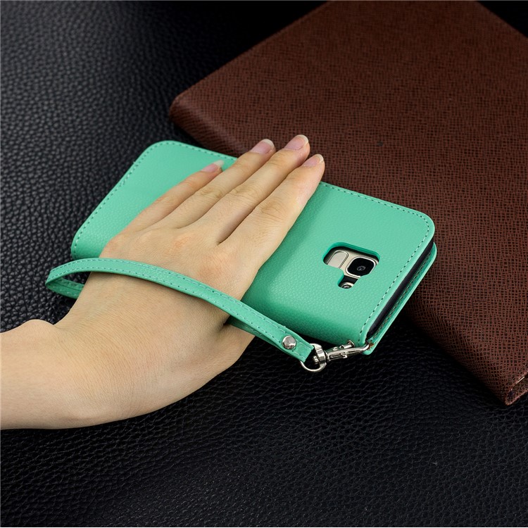 Litchi Texture Leather Wallet Stand Case for Samsung Galaxy J6 (2018) - Green-9