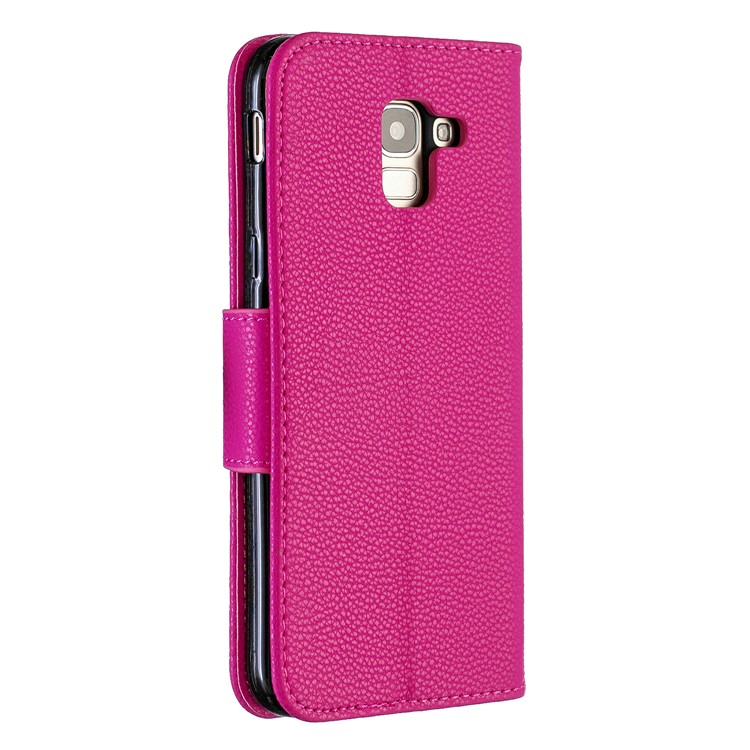 Litchi Texture Leather Wallet Stand Case for Samsung Galaxy J6 (2018) - Rose-3
