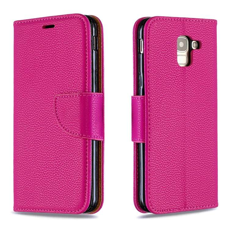 Litchi Texture Leather Wallet Stand Case for Samsung Galaxy J6 (2018) - Rose-4