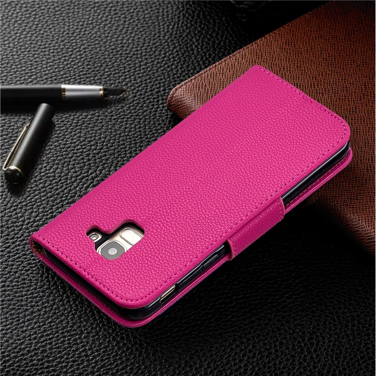 Litchi Texture Leather Wallet Stand Case for Samsung Galaxy J6 (2018) - Rose-8