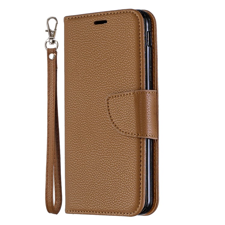 Litchi Texture Leather Wallet Stand Case for Samsung Galaxy J6 (2018) - Brown-2