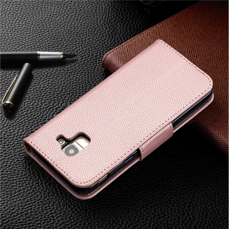 Litchi Texture Leather Wallet Stand Case for Samsung Galaxy J6 (2018) - Rose Gold-8