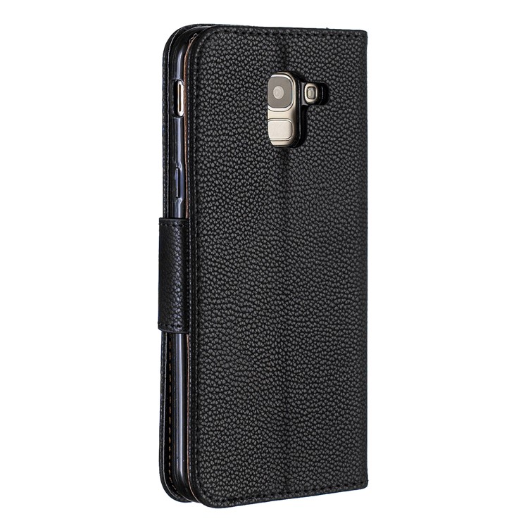 Litchi Texture Leather Wallet Stand Case for Samsung Galaxy J6 (2018) - Black-3
