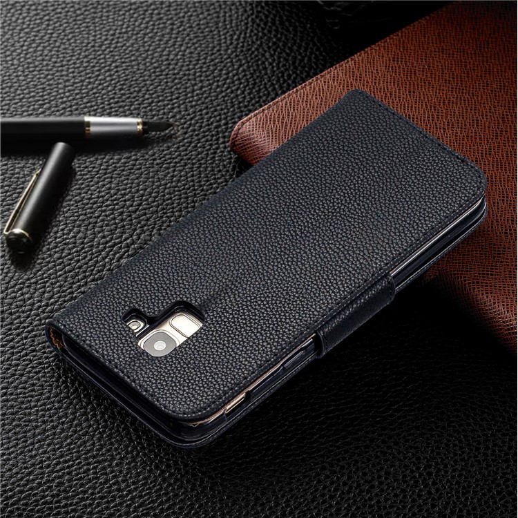 Litchi Texture Leather Wallet Stand Case for Samsung Galaxy J6 (2018) - Black-8