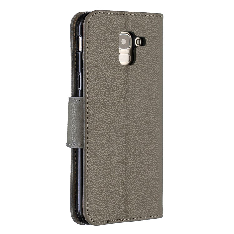 Litchi Texture Leather Wallet Stand Case for Samsung Galaxy J6 (2018) - Army Green-3
