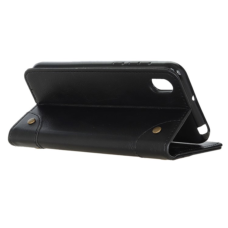 Crazy Horse Auto-absorbed Split Leather Wallet Phone Case for Samsung Galaxy A10e - Black-4