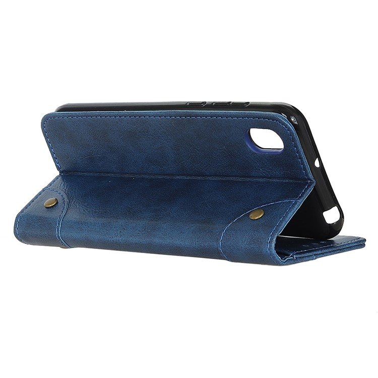 Crazy Horse Auto-absorbed Split Leather Wallet Phone Case for Samsung Galaxy A10e - Blue-4