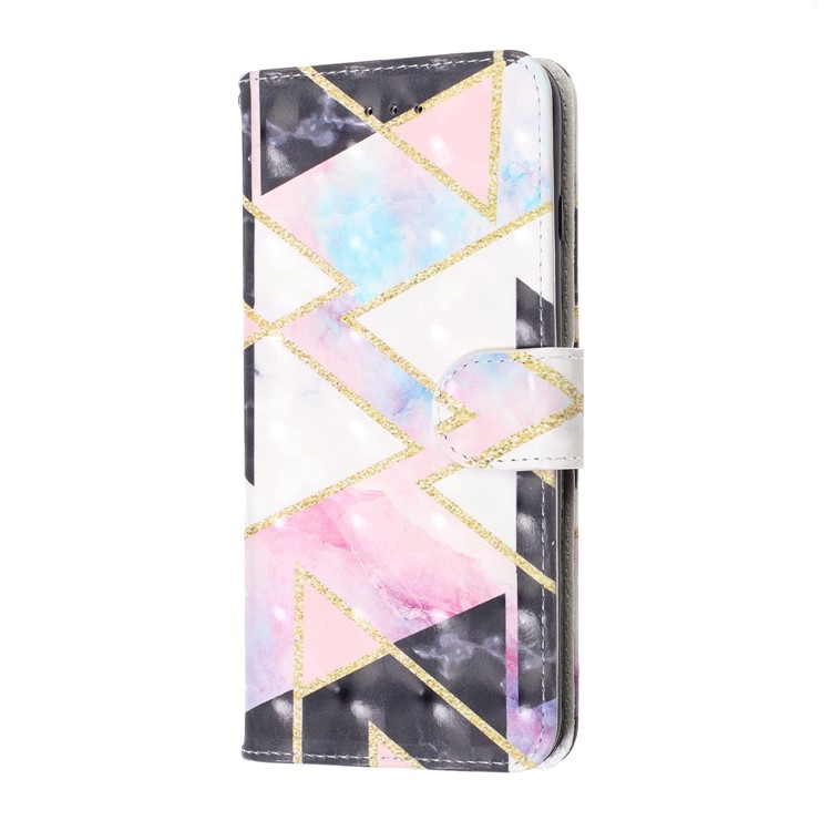 Pattern Printing Light Spot Decor Wallet Stand Leather Phone Case with Strap for Samsung Galaxy S10 - Colorful Stone Grain-3