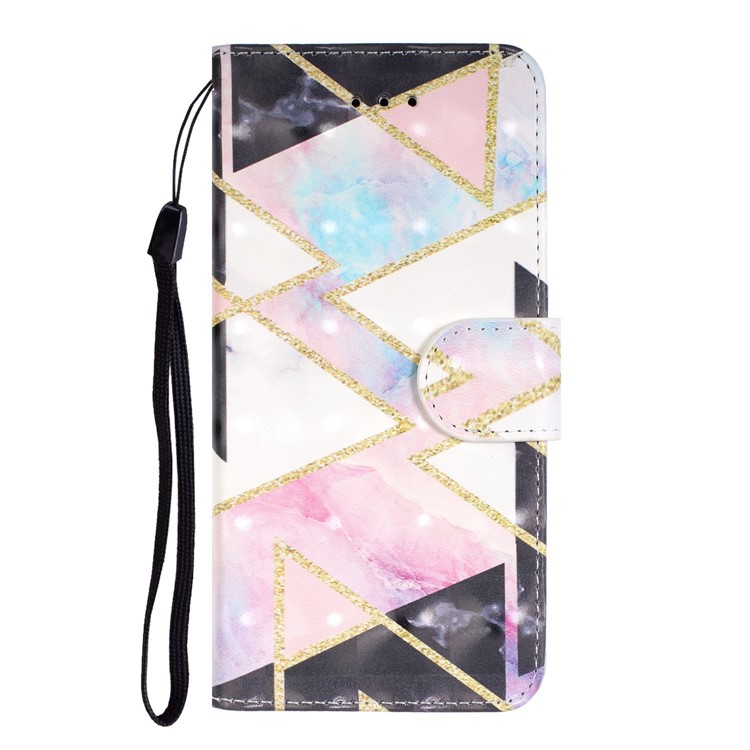 Pattern Printing Light Spot Decor Wallet Stand Leather Phone Case with Strap for Samsung Galaxy S10 - Colorful Stone Grain-5