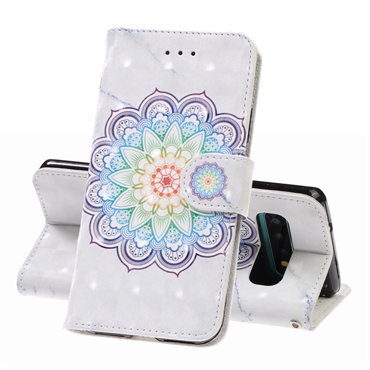 Pattern Printing Light Spot Decor Wallet Flip Leather Protective Cover with Strap for Samsung Galaxy S10 Plus - Mandala Flower-1