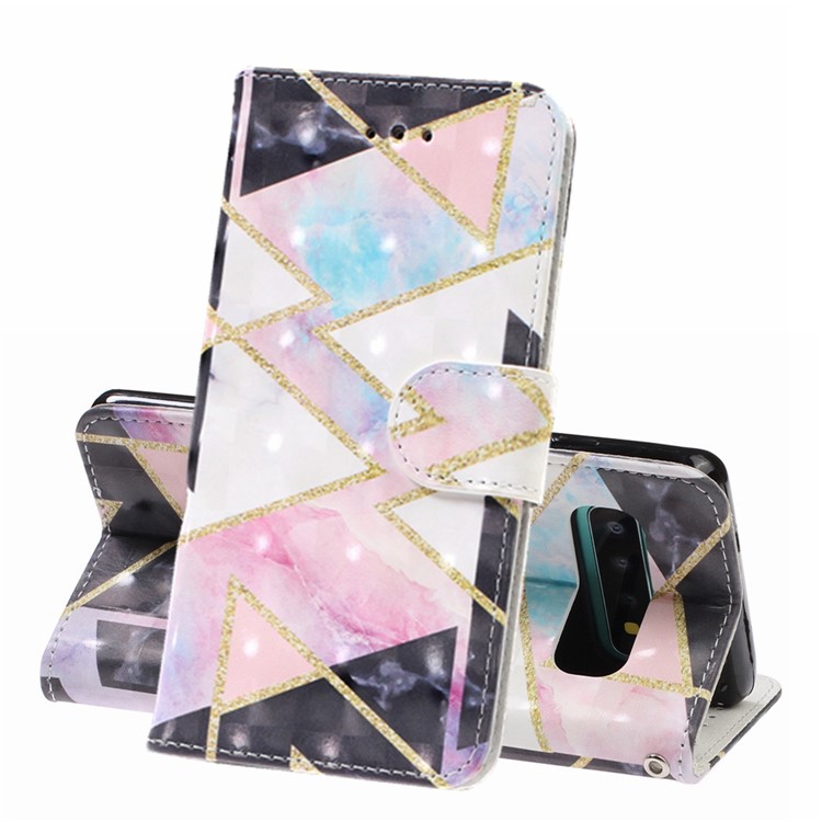 Pattern Printing Light Spot Decor Wallet Flip Leather Protective Cover with Strap for Samsung Galaxy S10 Plus - Colorful Stone Grain-1