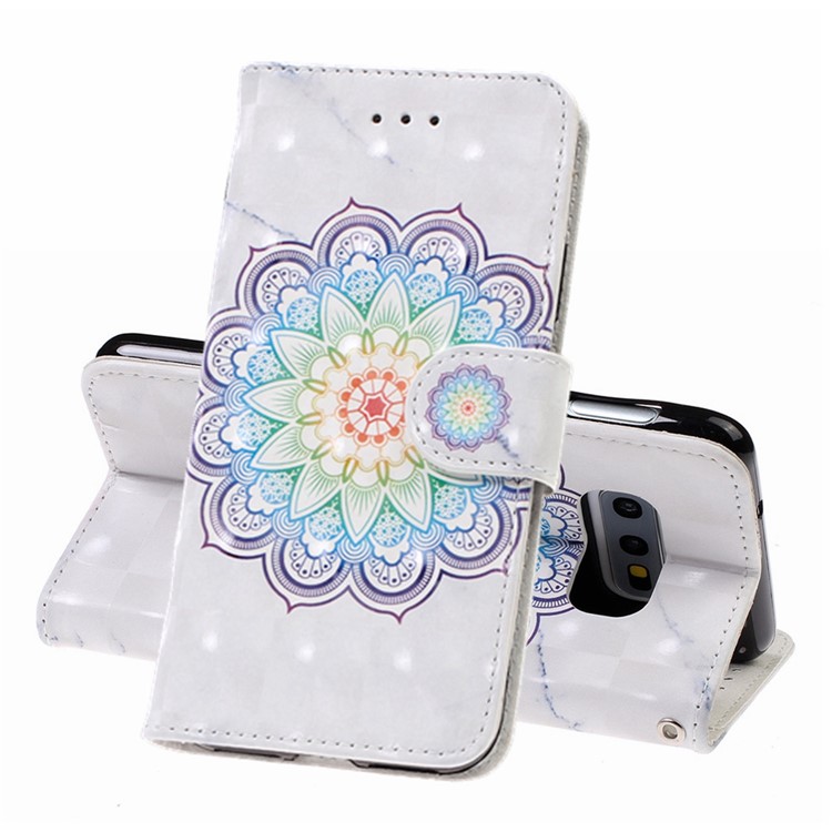 Pattern Printing Light Spot Decor Leather Wallet Cover with Strap for Samsung Galaxy S10e - Mandala Flower-1