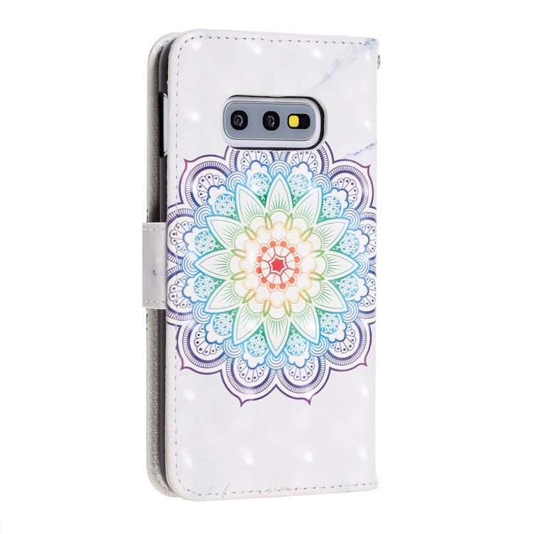 Pattern Printing Light Spot Decor Leather Wallet Cover with Strap for Samsung Galaxy S10e - Mandala Flower-4