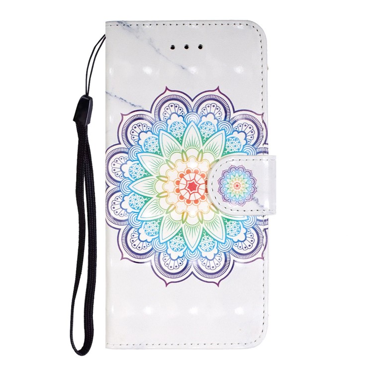 Pattern Printing Light Spot Decor Leather Wallet Cover with Strap for Samsung Galaxy S10e - Mandala Flower-5