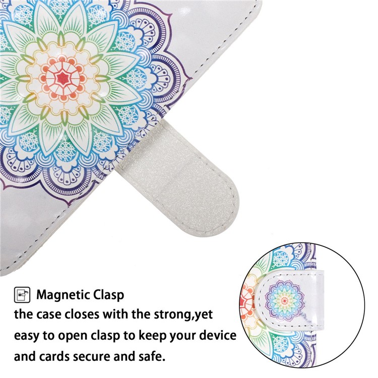 Pattern Printing Light Spot Decor Leather Wallet Cover with Strap for Samsung Galaxy S10e - Mandala Flower-6