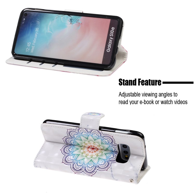 Pattern Printing Light Spot Decor Leather Wallet Cover with Strap for Samsung Galaxy S10e - Mandala Flower-7