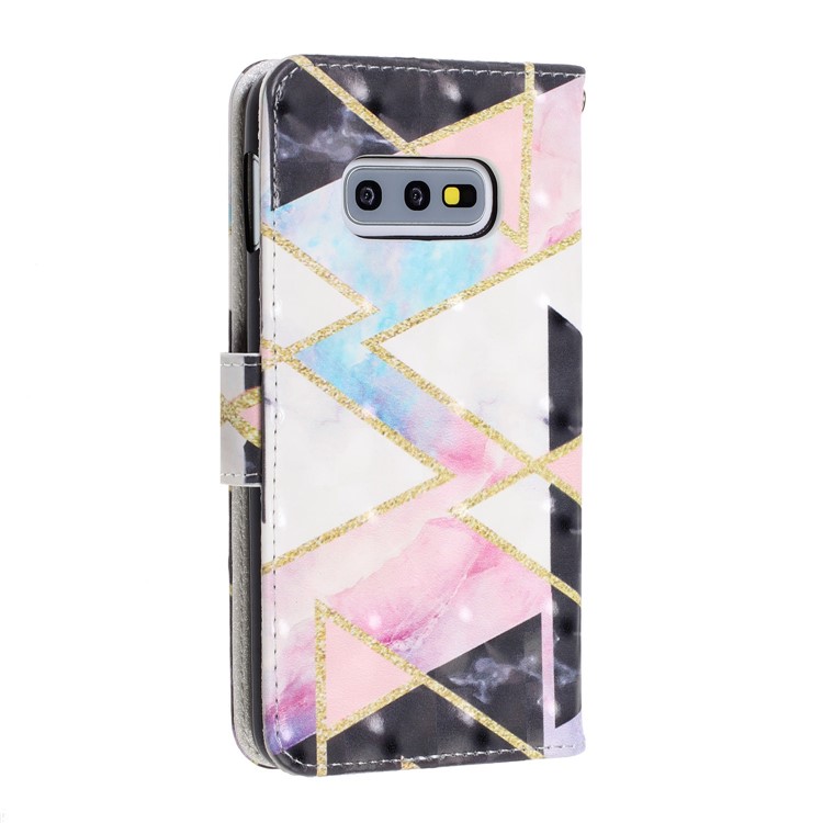 Pattern Printing Light Spot Decor Leather Wallet Cover with Strap for Samsung Galaxy S10e - Colorful Stone Grain-4
