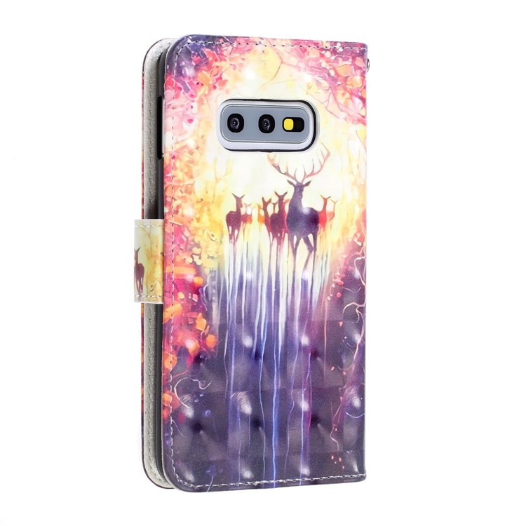 Pattern Printing Light Spot Decor Leather Wallet Cover with Strap for Samsung Galaxy S10e - Elks-4