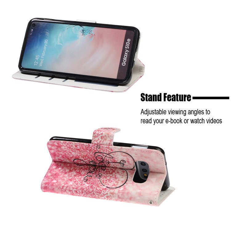 Pattern Printing Light Spot Decor Leather Wallet Cover with Strap for Samsung Galaxy S10e - I Love You-7