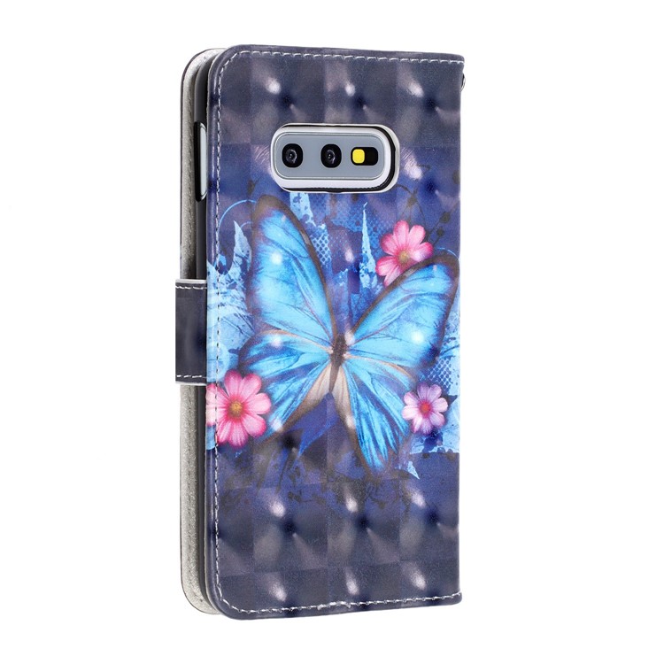 Pattern Printing Light Spot Decor Leather Wallet Cover with Strap for Samsung Galaxy S10e - Blue Butterflies-4