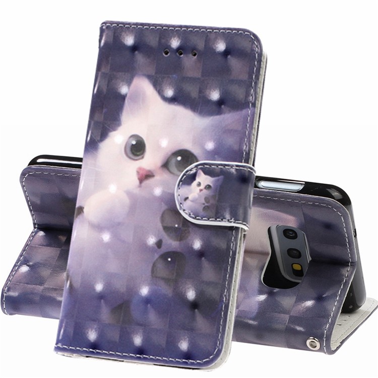 Couverture De Portefeuille En Cuir Avec Impression De Motif De Tache Lumineuse Décor Cuir Pour Samsung Galaxy S10e - Chat-1