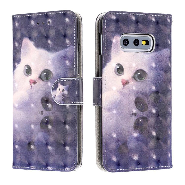 Couverture De Portefeuille En Cuir Avec Impression De Motif De Tache Lumineuse Décor Cuir Pour Samsung Galaxy S10e - Chat-2