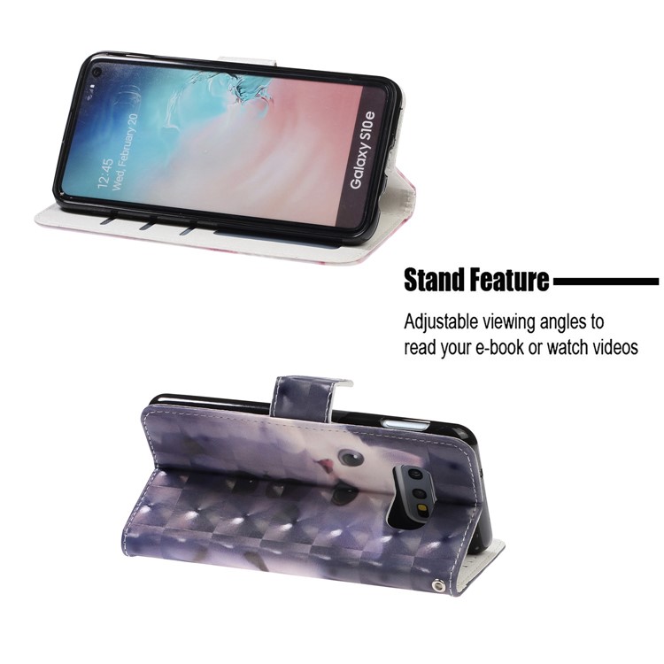 Couverture De Portefeuille En Cuir Avec Impression De Motif De Tache Lumineuse Décor Cuir Pour Samsung Galaxy S10e - Chat-7