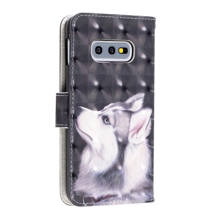 Couverture De Portefeuille En Cuir Avec Impression De Motif De Tache Lumineuse Décor Cuir Pour Samsung Galaxy S10e - Loup Blanc-4