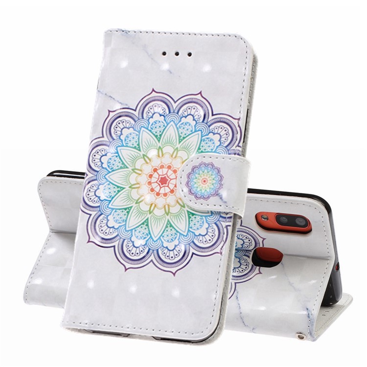 Light Spot Pattern Printing Leather Wallet Case for Samsung Galaxy A20/A30 - Charming Flower-1