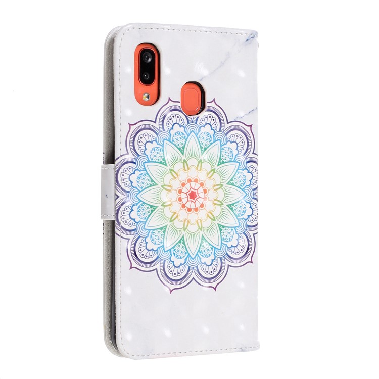 Light Spot Pattern Printing Leather Wallet Case for Samsung Galaxy A20/A30 - Charming Flower-4