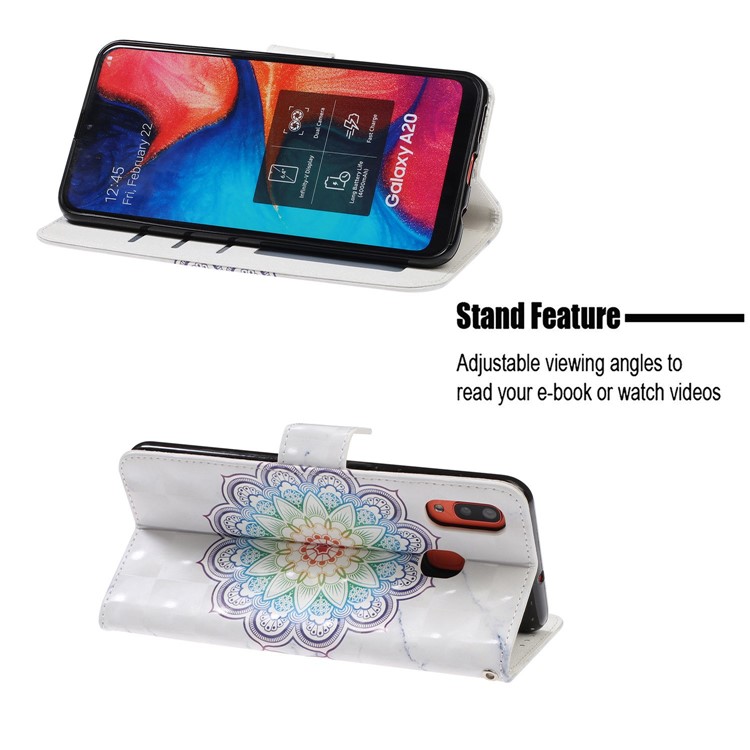 Light Spot Pattern Printing Leather Wallet Case for Samsung Galaxy A20/A30 - Charming Flower-7