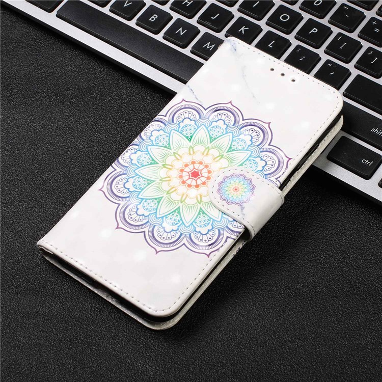 Light Spot Pattern Printing Leather Wallet Case for Samsung Galaxy A20/A30 - Charming Flower-8