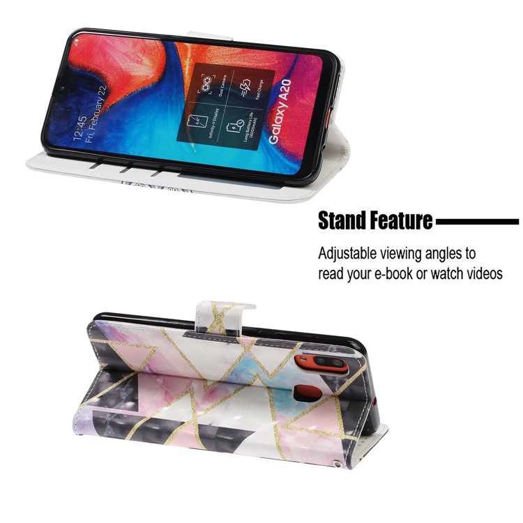 Light Spot Pattern Printing Leather Wallet Case for Samsung Galaxy A20/A30 - Polygon-7