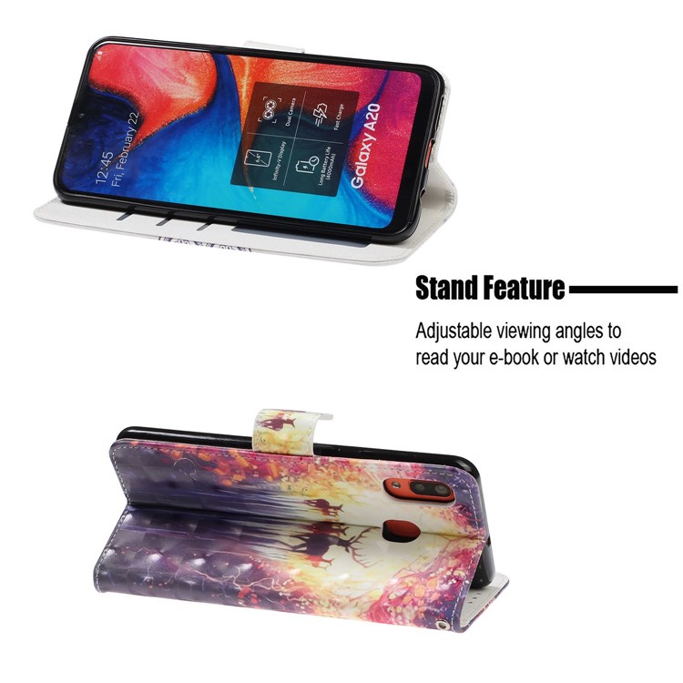 Light Spot Pattern Printing Leather Wallet Case for Samsung Galaxy A20/A30 - Reindeer-7
