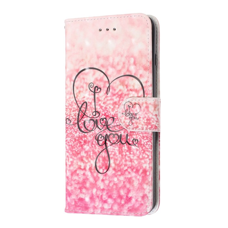 Light Spot Pattern Printing Leather Wallet Case for Samsung Galaxy A20/A30 - Pink Love-3