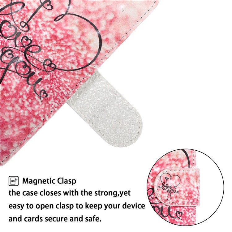 Light Spot Pattern Printing Leather Wallet Case for Samsung Galaxy A20/A30 - Pink Love-6
