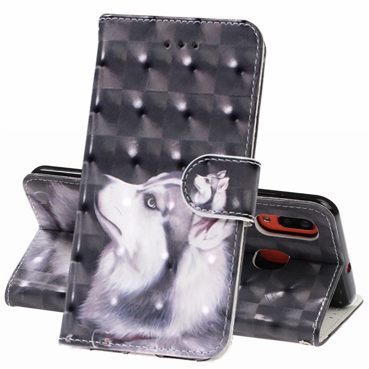 Light Spot Pattern Printing Leather Wallet Case for Samsung Galaxy A20/A30 - Puppy-1