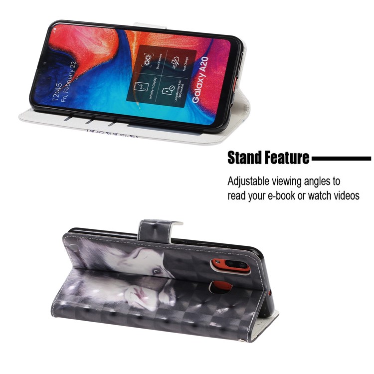 Light Spot Pattern Printing Leather Wallet Case for Samsung Galaxy A20/A30 - Puppy-7