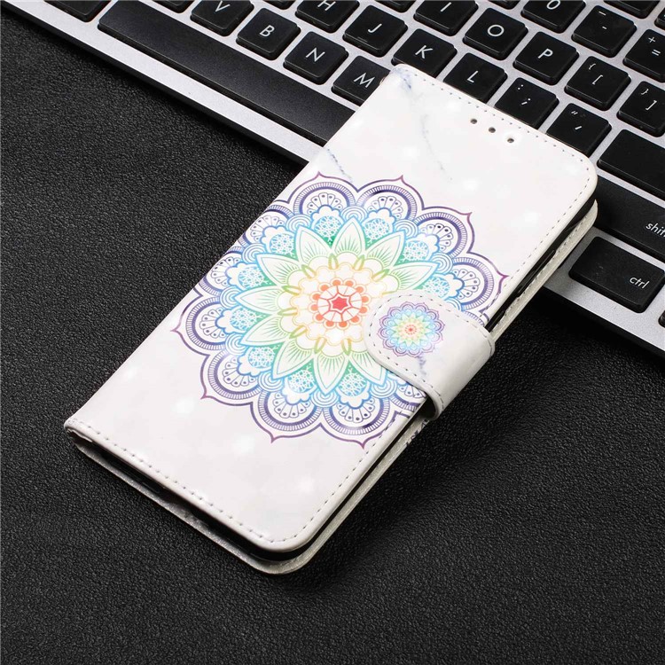 Light Spot Decor Patterned Leather Wallet Case for Samsung Galaxy A40 - Flower-8