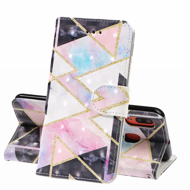 Light Spot Decor Patterned Leather Wallet Case for Samsung Galaxy A40 - Geometric Pattern-1
