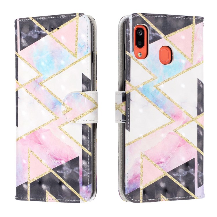 Light Spot Decor Patterned Leather Wallet Case for Samsung Galaxy A40 - Geometric Pattern-2