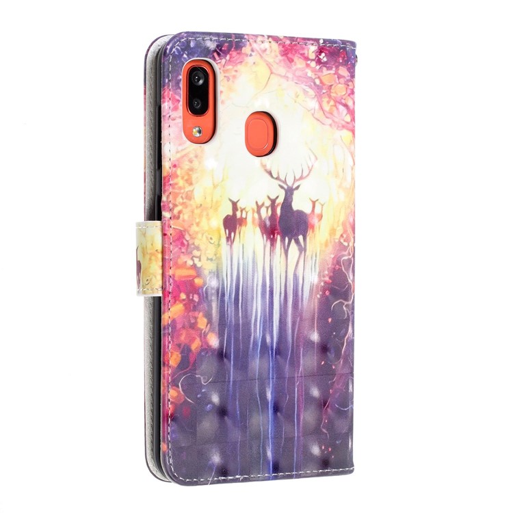 Light Spot Decor Patterned Leather Wallet Case for Samsung Galaxy A40 - Elk-4