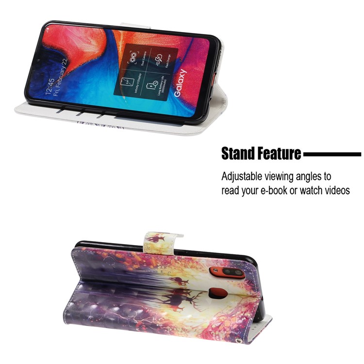 Light Spot Decor Patterned Leather Wallet Case for Samsung Galaxy A40 - Elk-7