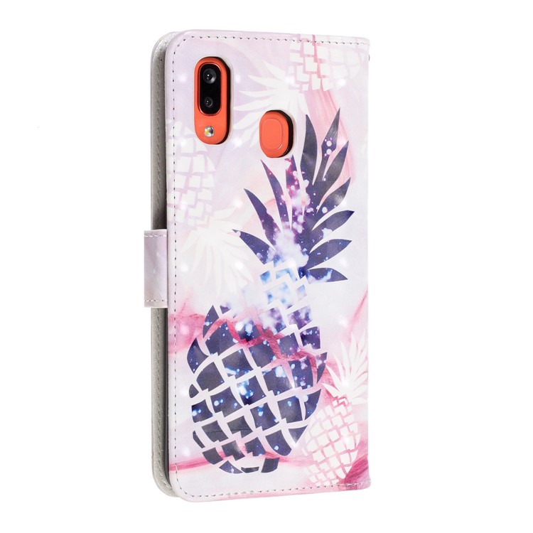Light Spot Decor Patterned Leather Wallet Case for Samsung Galaxy A40 - Pineapple-4