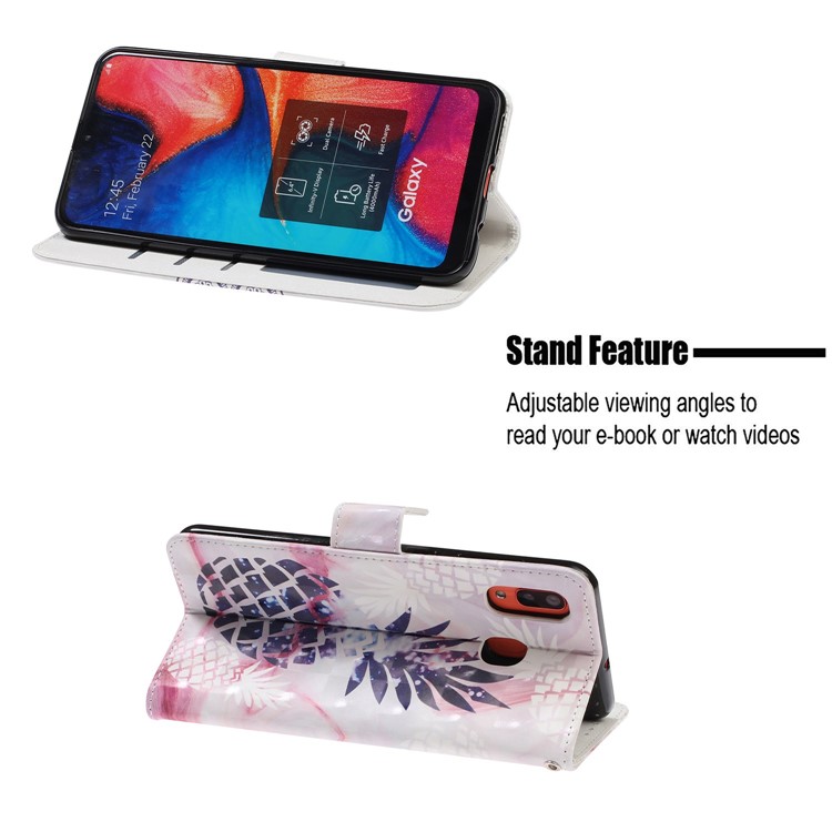 Light Spot Decor Patterned Leather Wallet Case for Samsung Galaxy A40 - Pineapple-7