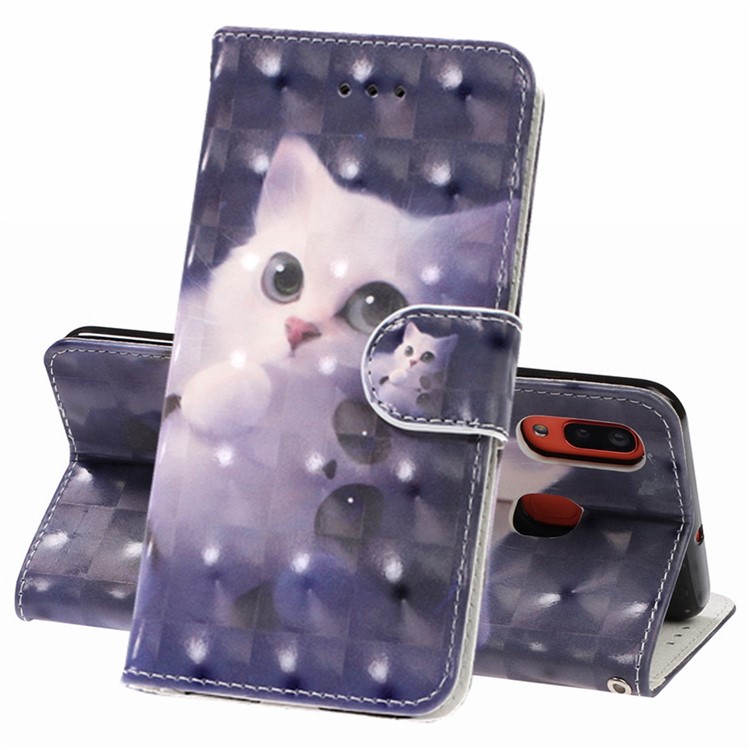 Light Spot Decor Patterned Leather Wallet Case for Samsung Galaxy A40 - Cat-1